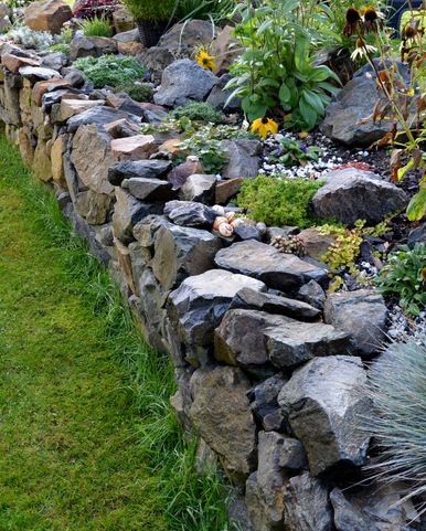 rock garden ideas terrace wall