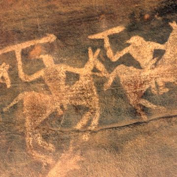 rock painting in a bhimbetka rock shelter india