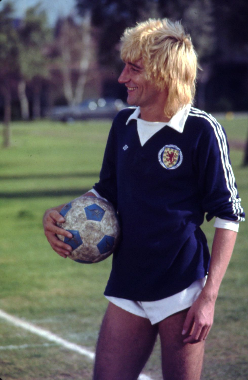 rod stewart's mullet on the soccer, er, football, pitch in 1976