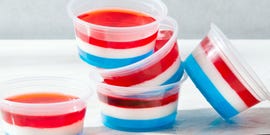red, white, and blue layered rocket jello shots