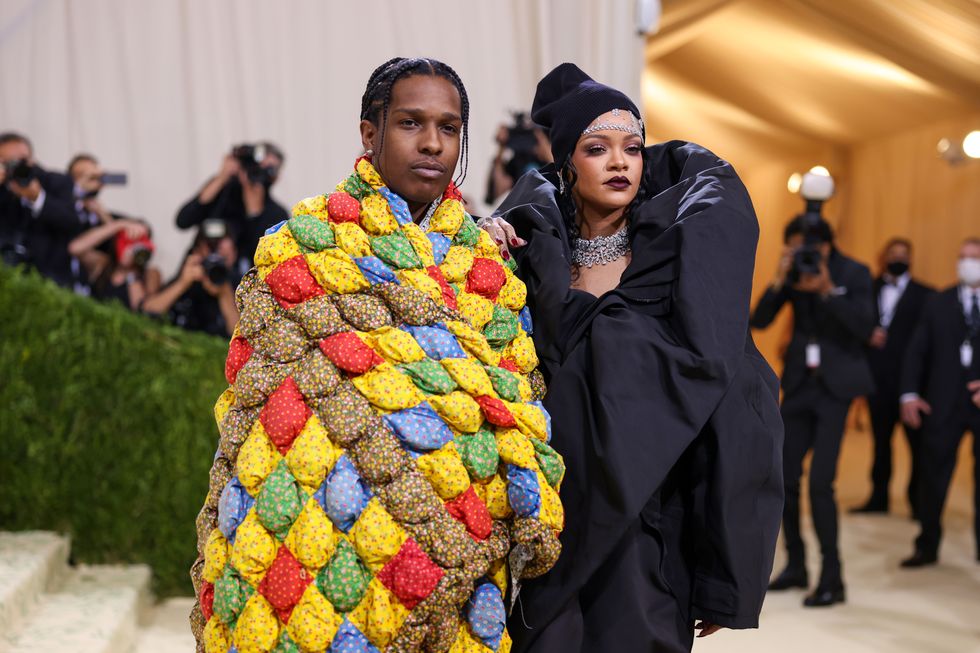 rihanna and asap rocky at the 2021 met gala celebrating in america a lexicon of fashion