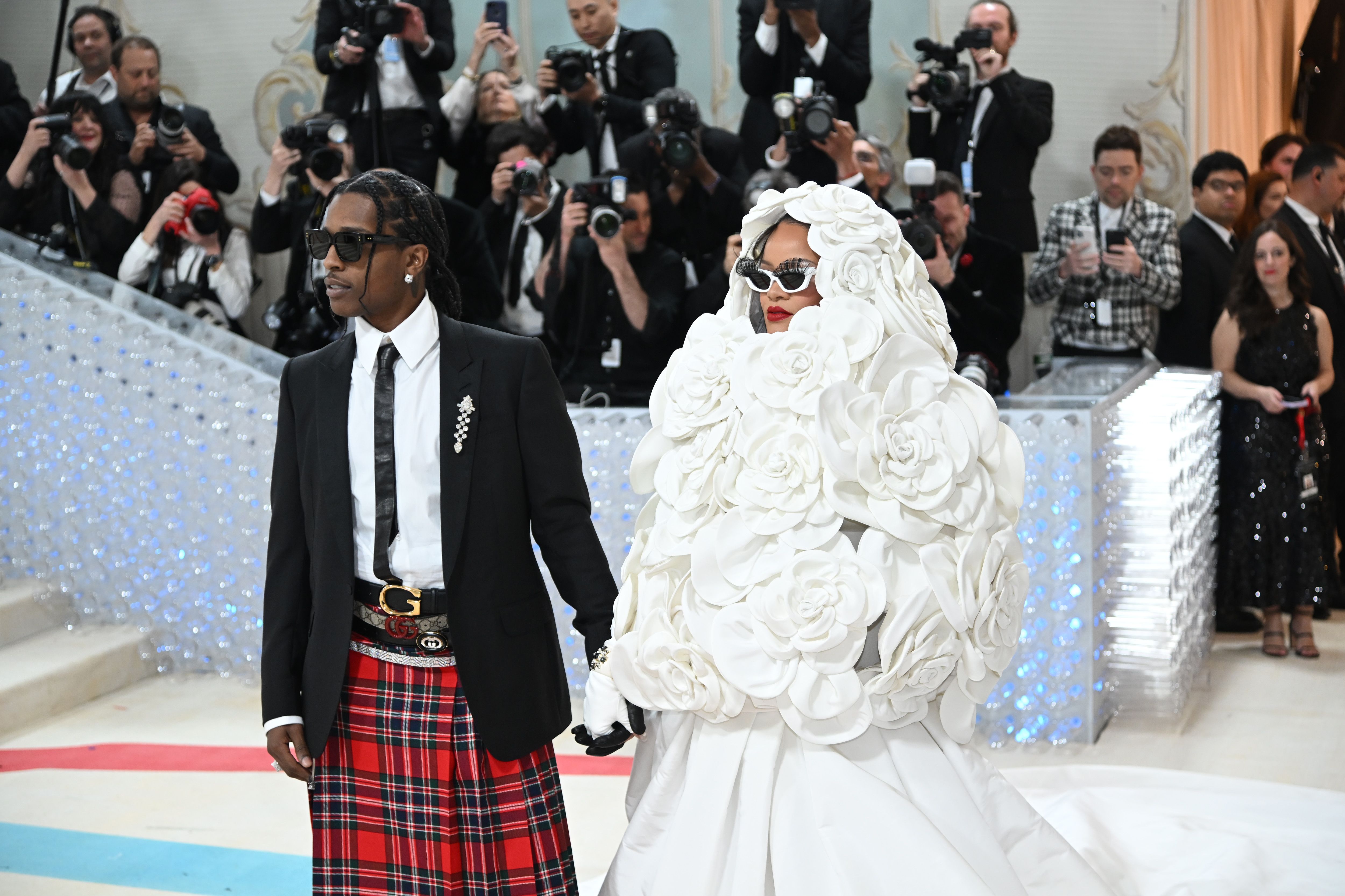 ASAP Rocky at the Met Gala wearing a Balenciaga Blanket Coat 