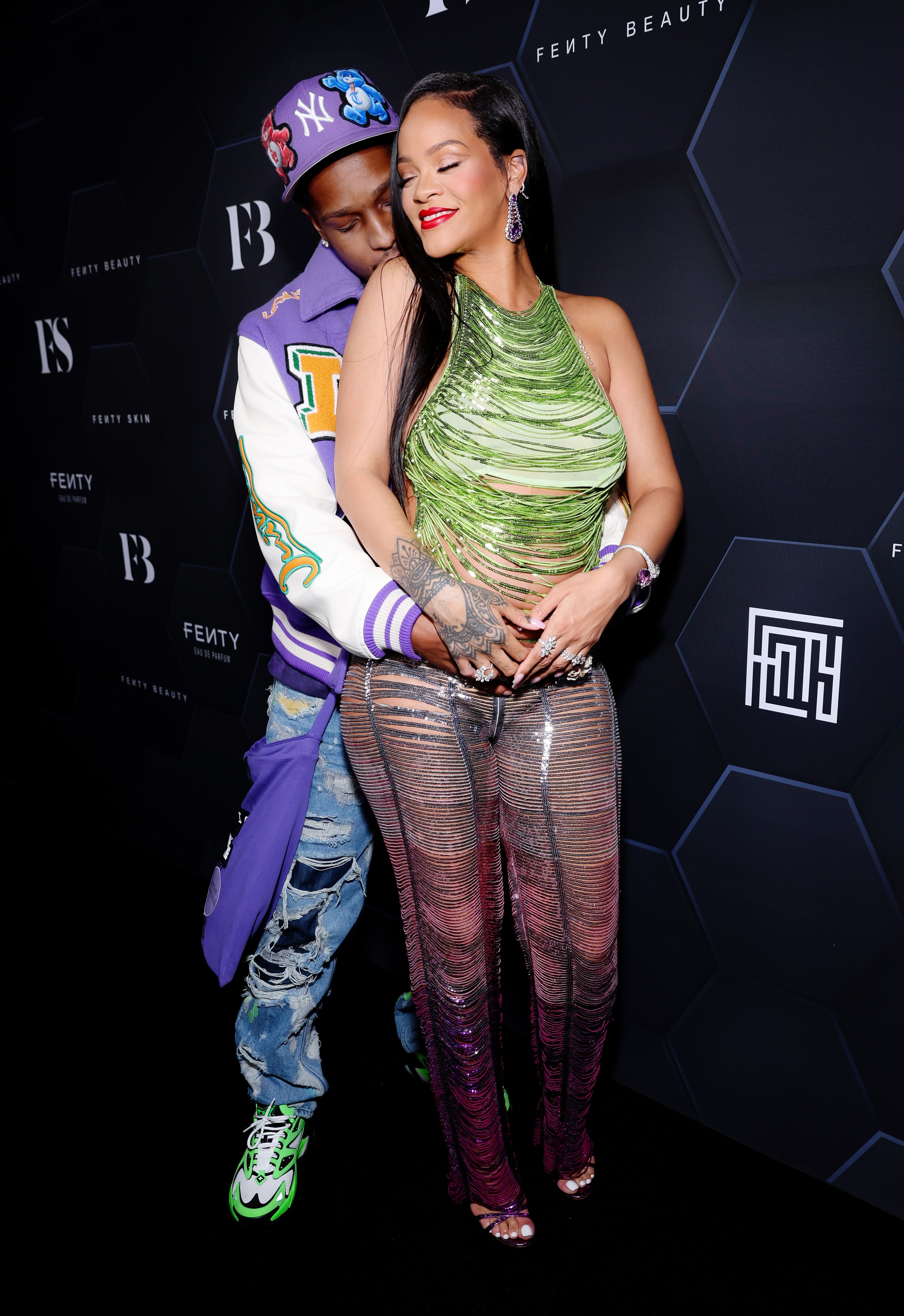 Rockstar Parents A$AP Rocky and Rihanna Coordinated Outfits in