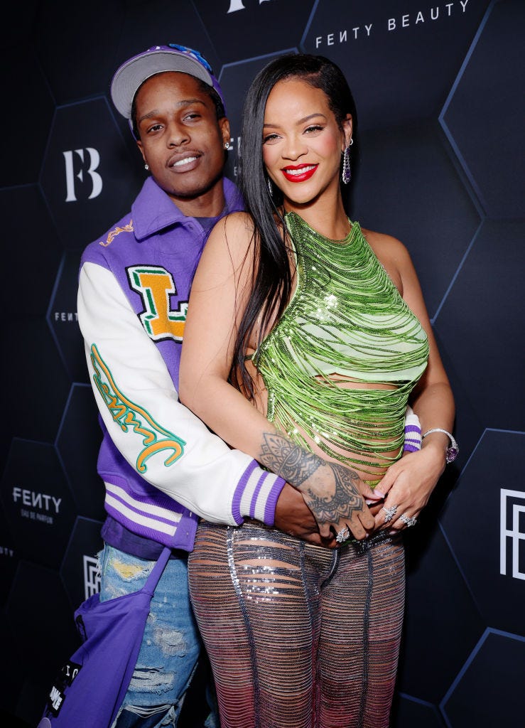 Rihanna and ASAP Rocky attend the Off-White fashion show