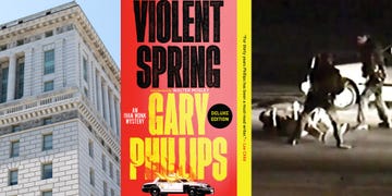 los angeles hall of justice, violent spring, gary phillips, rodney king beating