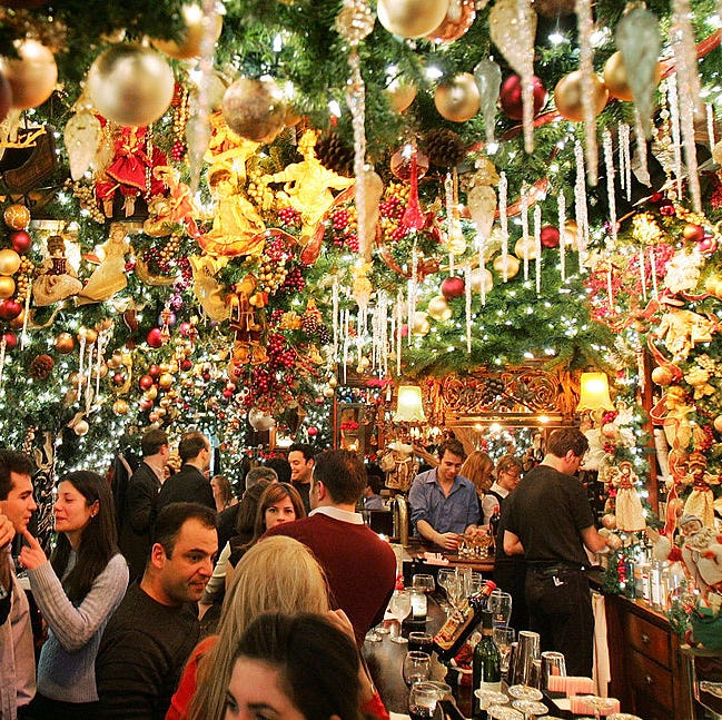 rolf's restaurant and bar with christmas decorations