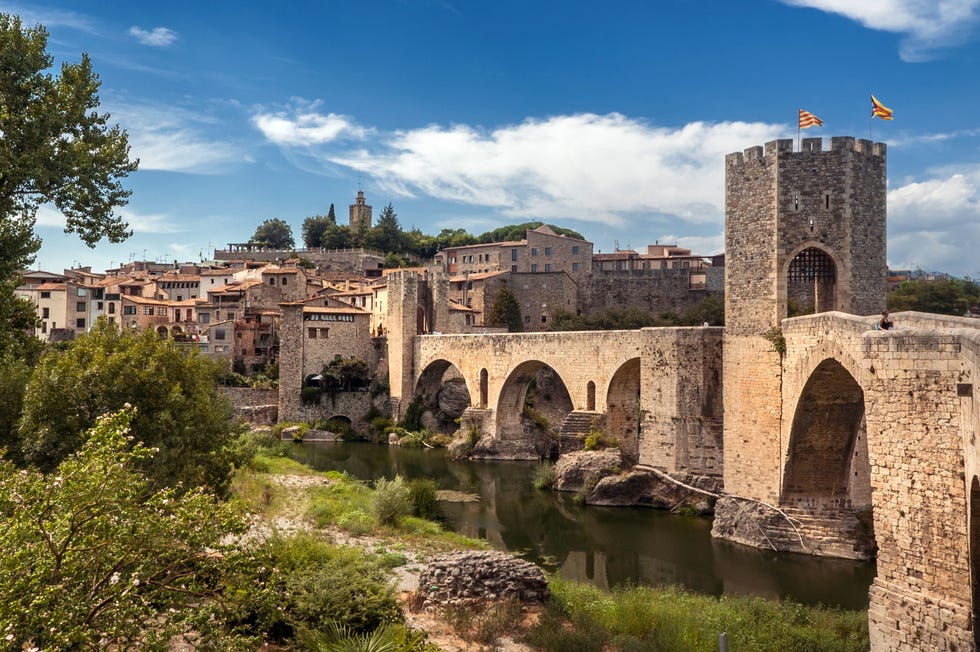 romanesque bridge in besalú girona spain