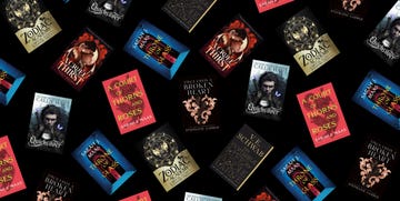 a collection of book covers displayed against a dark background