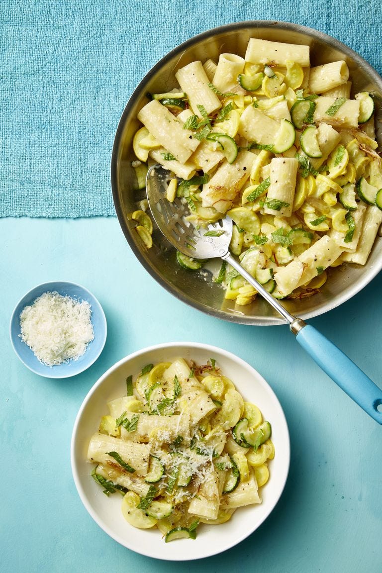 romantic dinner summer squash, mint, and pecorino pasta