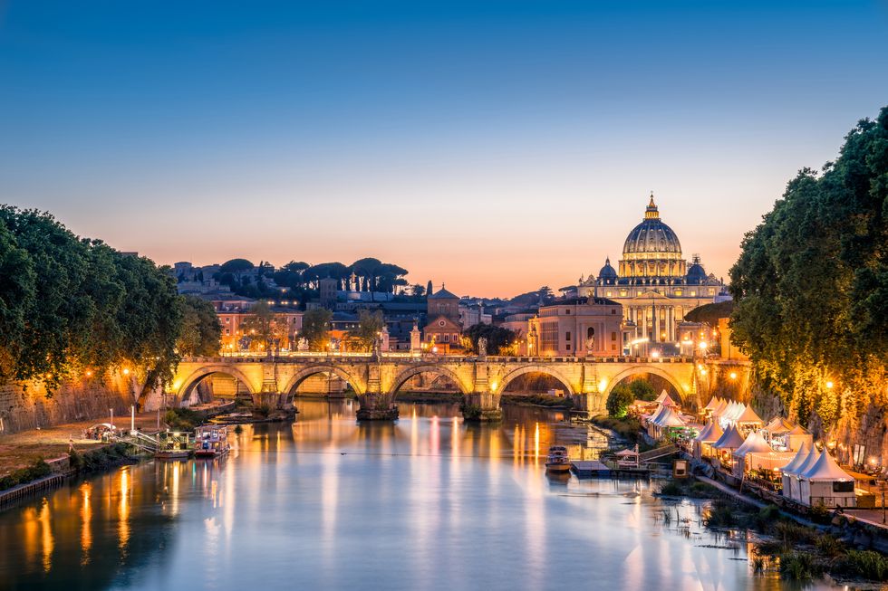 rome tiber and st peters basilica vatican italy