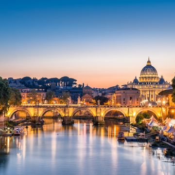 rome tiber and st peters basilica vatican italy