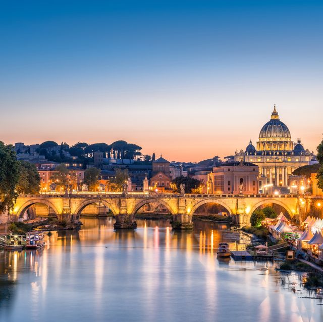 rome tiber and st peters basilica vatican italy