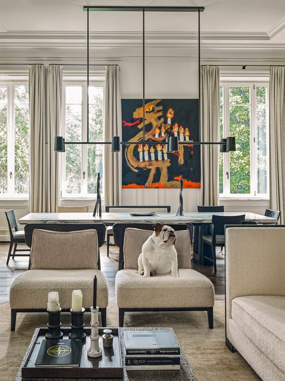 gilles & boissier paris house dining room with bulldog