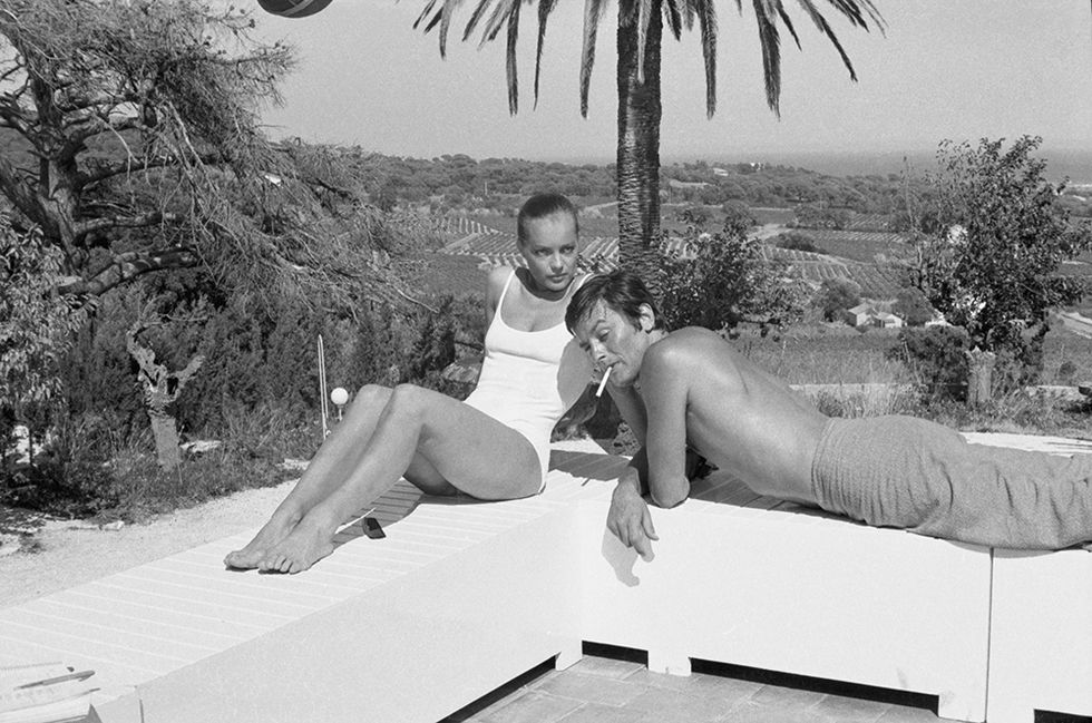 austrian born german actress romy schneider and french actor alain delon on the set of la piscine directed by jacques deray photo by sunset boulevardcorbis via getty images