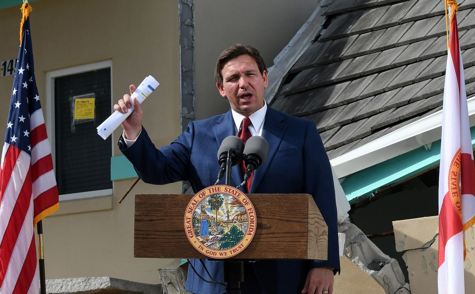 daytona beach shores, florida, united states 20230118 florida gov ron desantis speaks at a press conference to announce the award of $100 million for beach recovery following hurricanes ian and nicole in daytona beach shores in florida the funding will support beach projects within 16 coastal counties, with hard hit volusia county receiving the largest grant, over $37 million photo by paul hennessysopa imageslightrocket via getty images