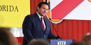 geneva, united states   20220824 florida gov ron desantis speaks to supporters at a campaign stop on the keep florida free tour at the horsepower ranch in geneva desantis faces former florida gov charlie crist for the general election for florida governor in november photo by paul hennessysopa imageslightrocket via getty images