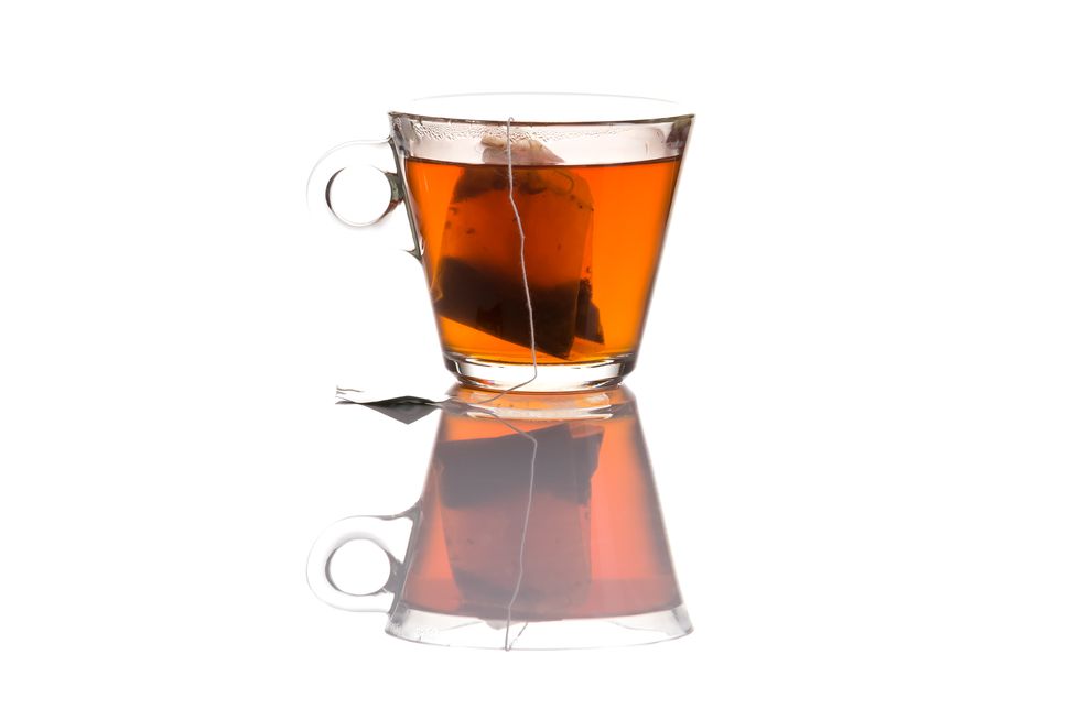 rooibos tea glass cup with bag