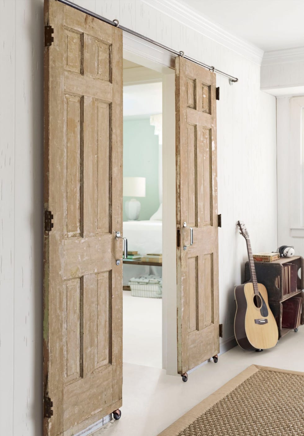 rolling salvaged doors room divider