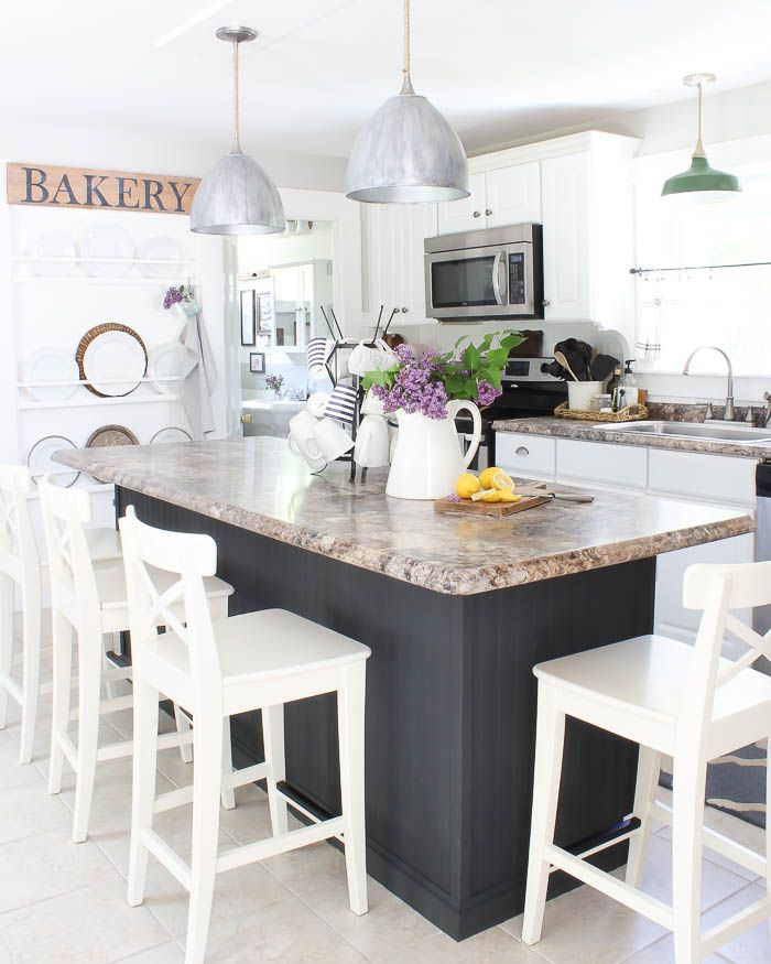 kitchen island idea with brown faux granite top