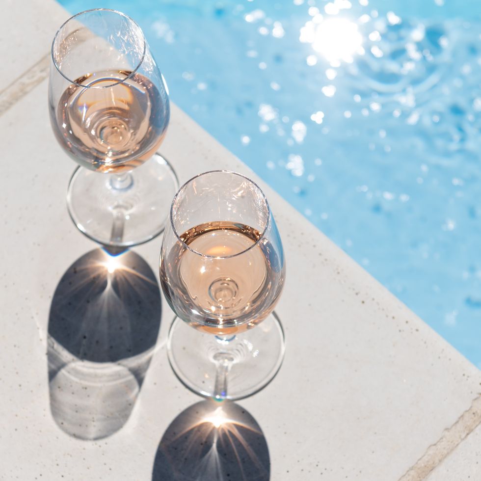 rosé wine by the pool