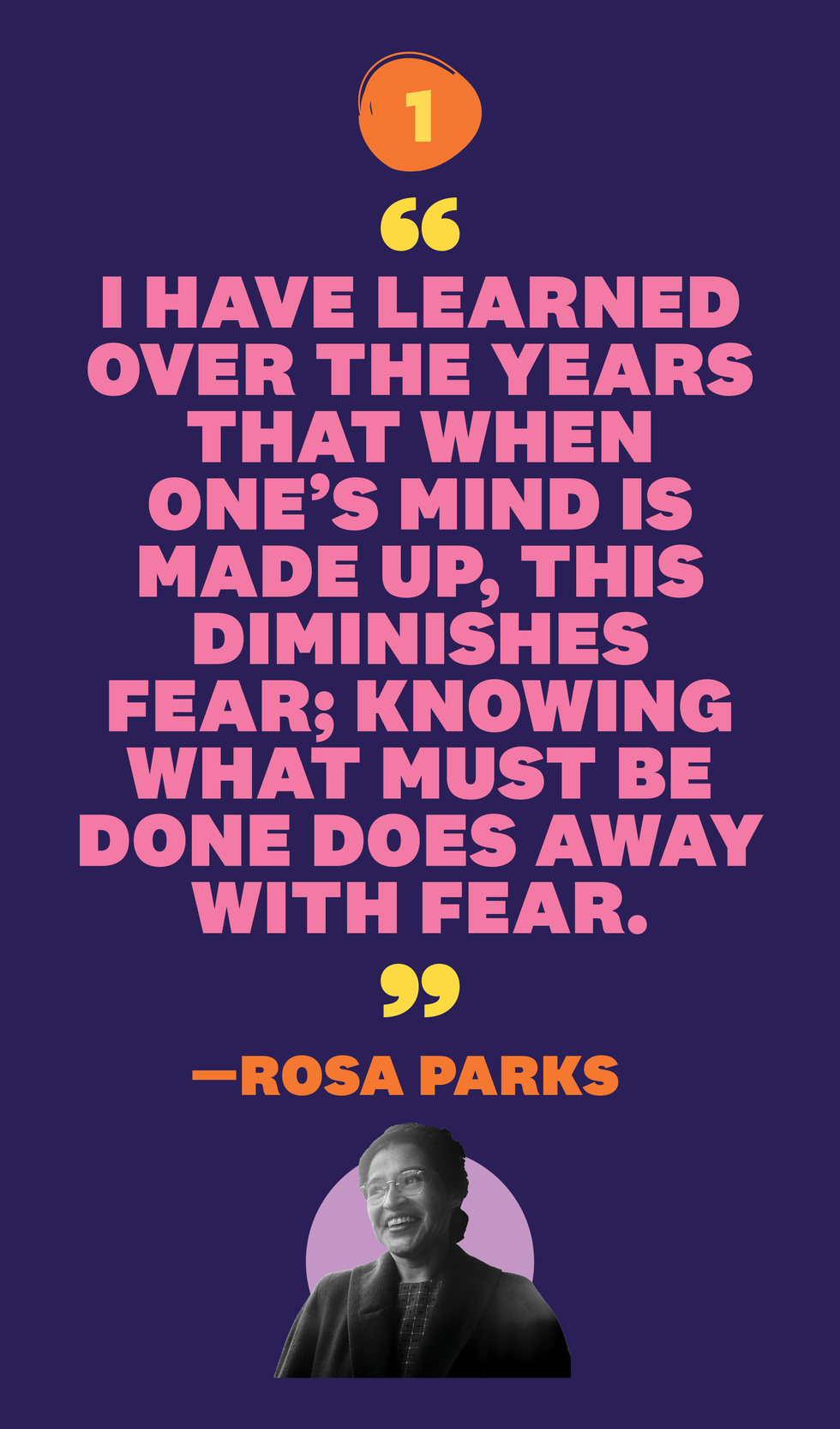 i have learned over the years that when one’s mind is made up, this diminishes fear knowing what must be done does away with fear —rosa parks