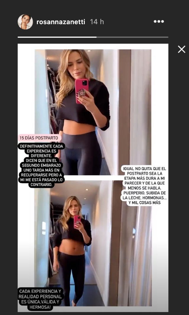 rosanna zanetti muestra su cuerpo 15 días después de dar a luz a su hija bianca