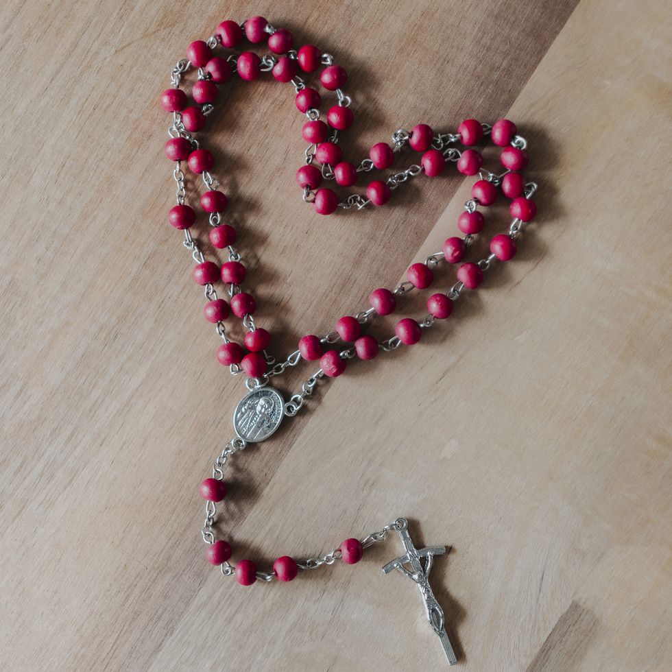 rosary in a heart shape