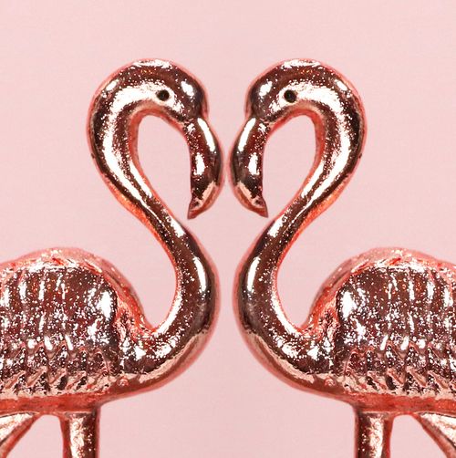 rose gold flamingos love heart shape