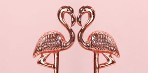 rose gold flamingos love heart shape