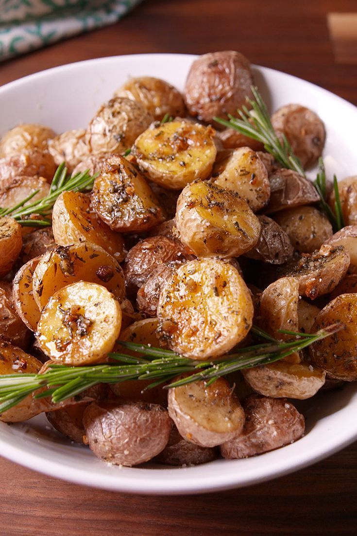 Roasted new potatoes with rosemary garlic dip - Lazy Cat Kitchen