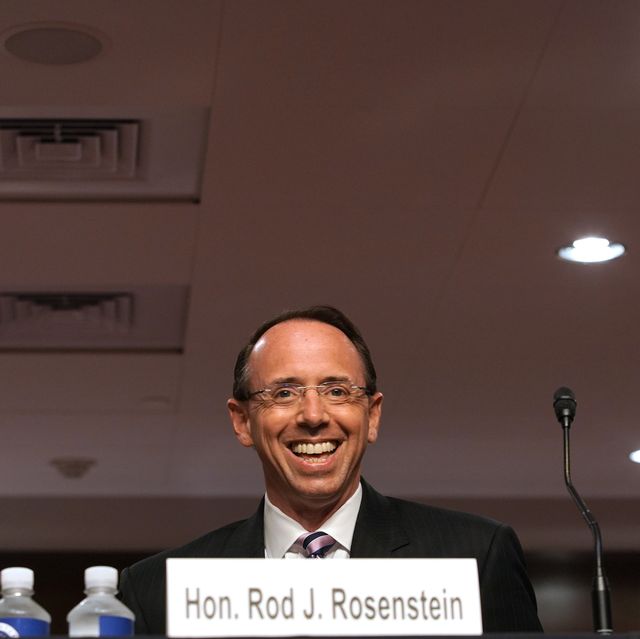 washington, dc   june 03 former deputy attorney general rod rosenstein testifies during a senate judiciary committee hearing to discuss the fbi's "crossfire hurricane" investigation in the dirksen senate office building june 3, 2020 in washington dc the republican led panel is exploring issues raised with warrants issued in the fbi investigation, code named "crossfire hurricane" at the time, of trump campaign officials in the 2016 presidential race photo by greg nash poolgetty images