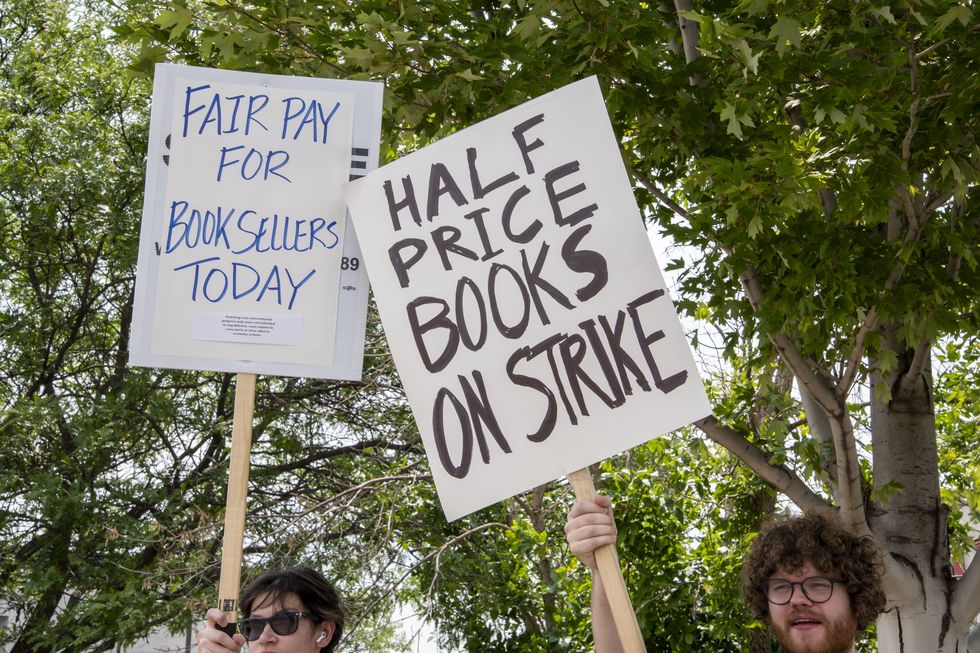 employee's at half price books on strike for better wages