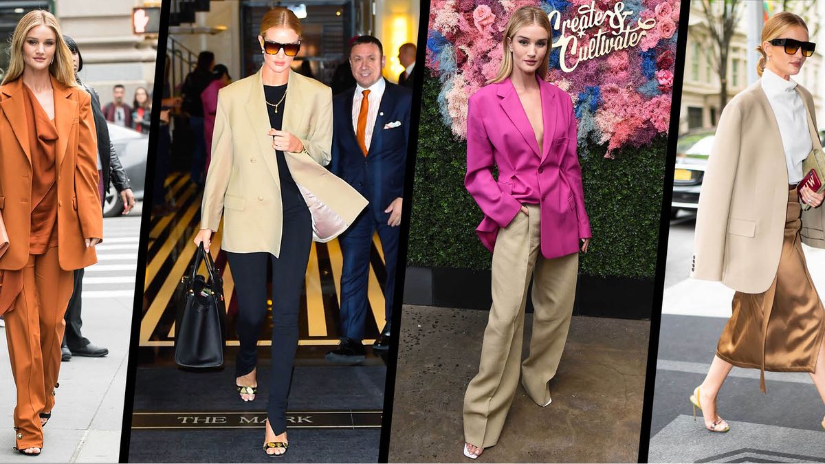 A styling lesson in oversized blazers with Rosie Huntington