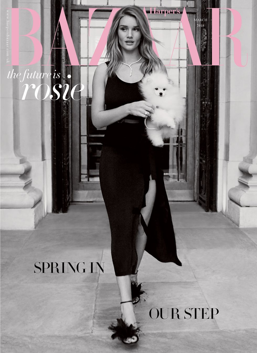 Rosie Huntington-Whiteley for Harper's Bazaar March 2018 issue cover