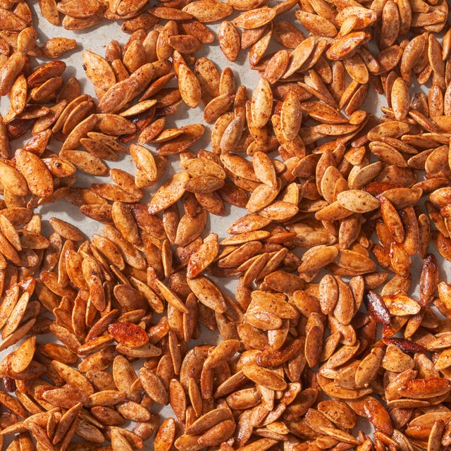 seasoned roasted pumpkin seeds with flaky sea salt