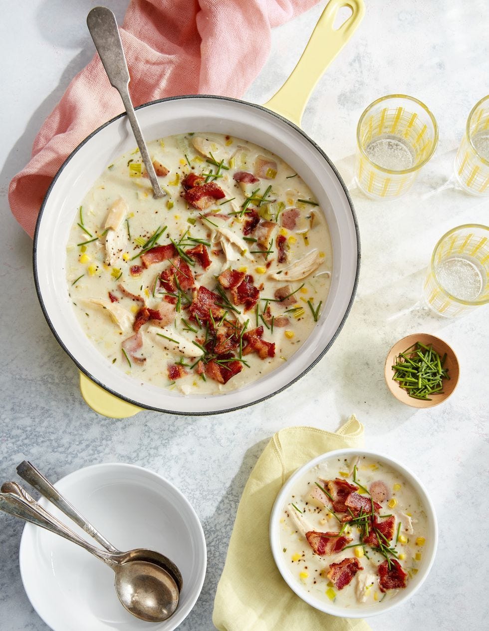 Yum! Creamy Chicken Soup with Potatoes and Bacon