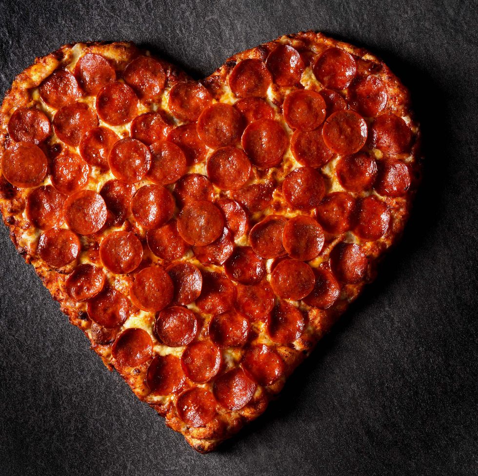 heart shaped pepperoni pizza