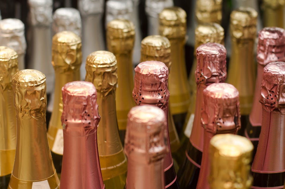 row of champagne bottles