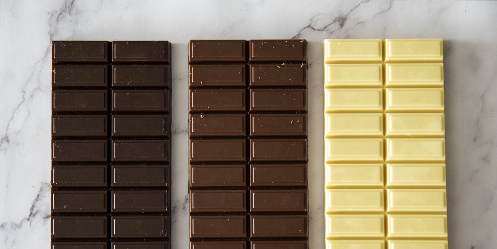 a row of chocolate bars