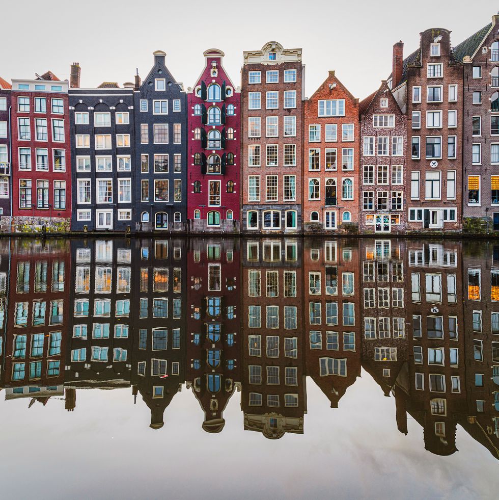 row of houses in amsterdam, the netherlands