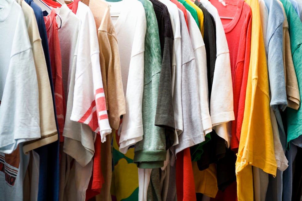 a row of t shirts