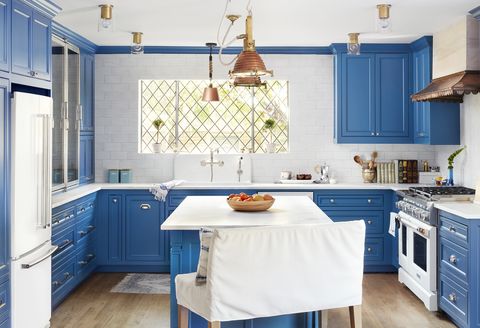 royal blue kitchen, paint colors, small rooms