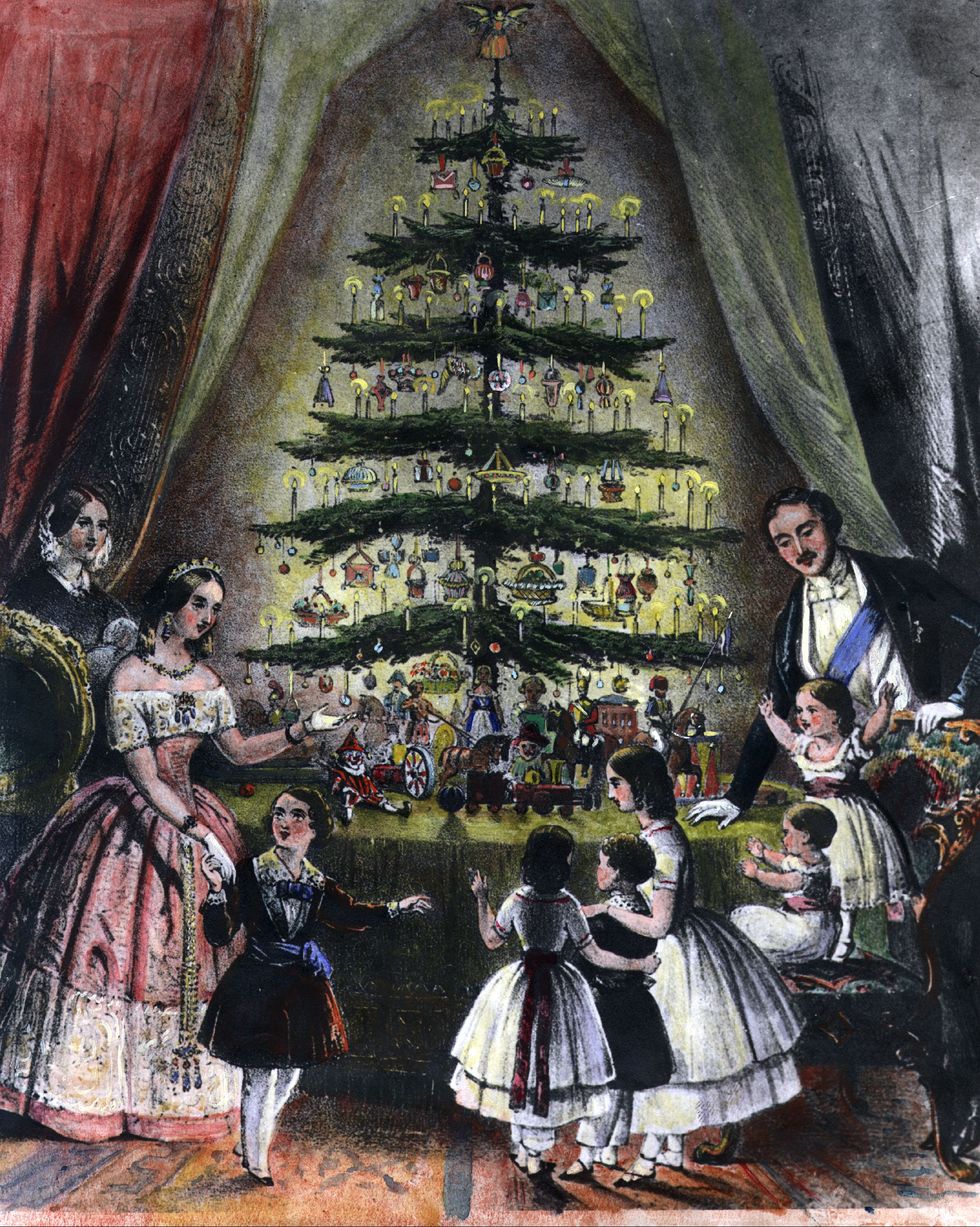 december 1848 the royal christmas tree is admired by queen victoria, prince albert and their children photo by hulton archivegetty images