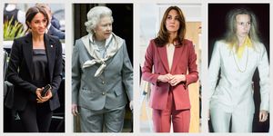 royal family wearing pantsuits meghan markle queen elizabeth kate middleton princess anne