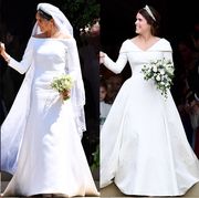 Wedding dress, Gown, Dress, White, Clothing, Bridal clothing, Bride, Tradition, Fashion, Headpiece, 