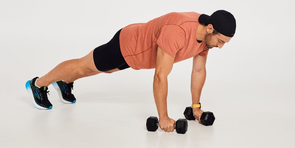 Plank with dumbbell support