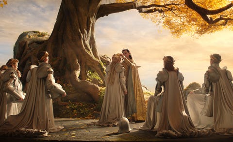 a ceremony during episode 1 of the rings of power