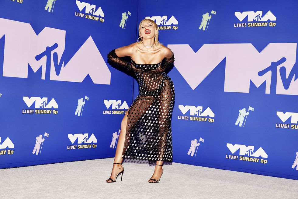 new york, new york   august 30 editorial use only miley cyrus attends the 2020 mtv video music awards, broadcast on sunday, august 30, 2020 in new york city photo by vijat mohindramtv vmas 2020vijat mohindramtv vmas 2020 via getty images