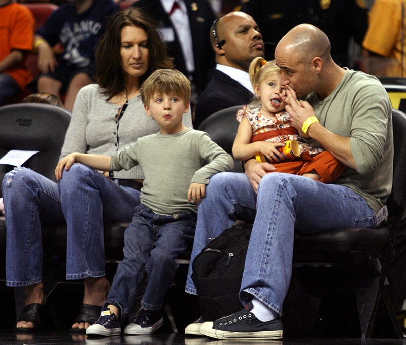 Andre Agassi, con la moglie Steffi Graf e i loro bambini in Florida