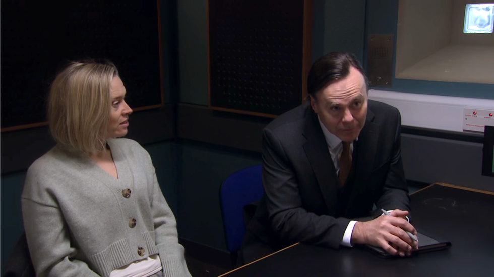 ruby miligan is questioned by the police with her solicitor by her side, emmerdale